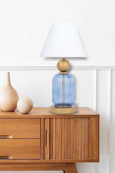 MINIMAL ETICARET VE BILGI TEKNOLOJILERI Lotus Royal Blue Cone Glass Lampshade