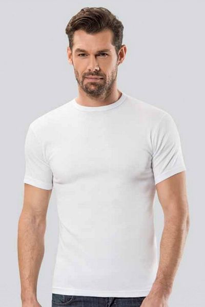 Anıt 5 Pieces, Men's Ribbed Crew Neck Short Sleeve Undershirt 100% Cotton White