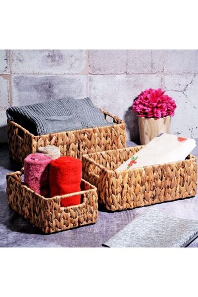Asey Home سلة محبوكة فاخرة 3 قطع