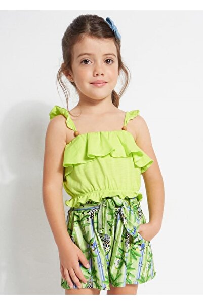 MAYORAL Girl's Printed Shorts 2-Piece Top-Bottom Set Green