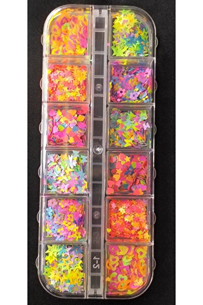 hanyi nails Tırnak Pul Seti Yıldız / Kalp Neon Tırnak Süsleme