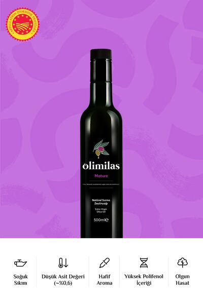 Olimilas Mature Natürel Sızma Soğuk Sıkım Zeytinyağı 500 ml 0,6 Asit Yeni Has...
