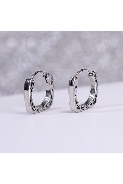Viking Boutique Square Hoop Vintage Snap-on Men's 316l Steel Earrings