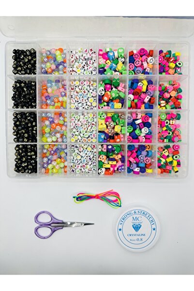 Egem aksesuar Fimo Figür Boncuk Harf Boncuk Kutulu Takı Yapım Seti 780 Parça