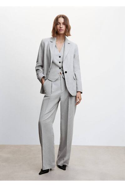 MANGO Woman Linen Suit Vest