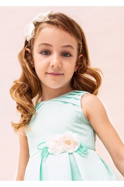 MAYORAL Синя рокля с апликации на цветя за 2-9 години