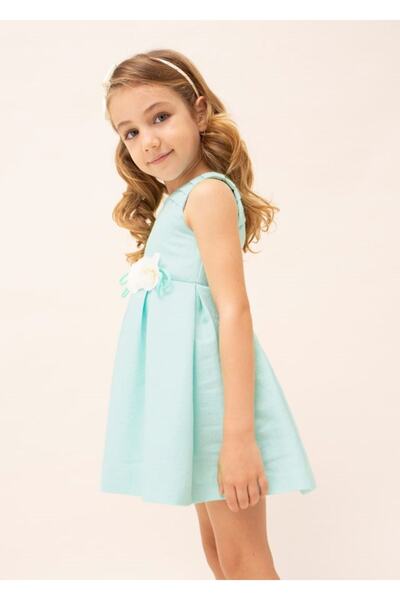 MAYORAL Синя рокля с апликации на цветя за 2-9 години