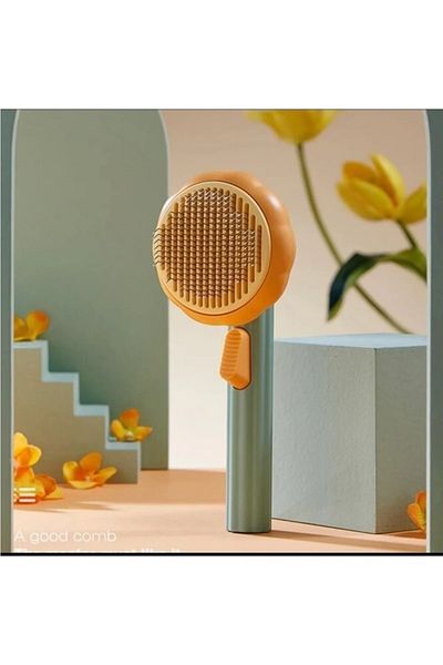 Mutfak Zamanı Pet Brush with Automatic Cleaning Button Cat Dog Hair Collector Comb
