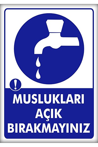 Essafe علامات التحذير والتحويل "لا تترك الصنابير مفتوحة" 25 × 35 سم ورقة ديكوتا