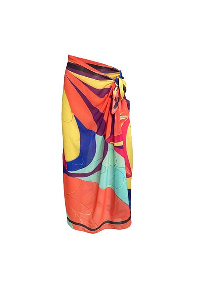 Bolder Emily Multi Geometric Silk Chiffon Pareo