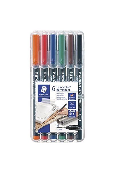 Scrikss مجموعة أقلام تحديد دائمة Lumocolor "m" مكونة من 6 قطع بطرف 1.0 مم