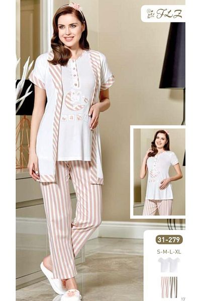 Flz Pijama 31-279 Pregnant Maternity 3-Piece Pajamas Dressing Gown