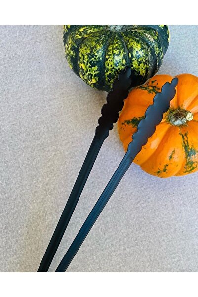 Dame Marie Black Stainless Steel BBQ Grill Meat Fish Tongs