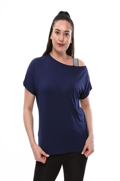 xlargebutik Plus Size Women's Clothing Navy Blue Blouse Full Flexible