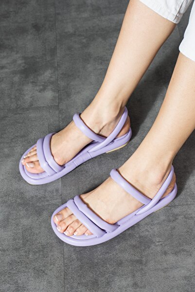 Ayax Sandale de damă cu bretele liliac Puff