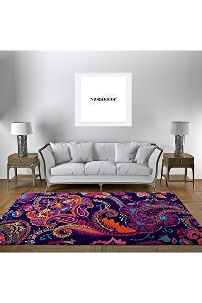 NesaDecor Mor Çiçek Figürlü Oturma Odası &şark Köşesi & Kış Bahçesi & Salon H...