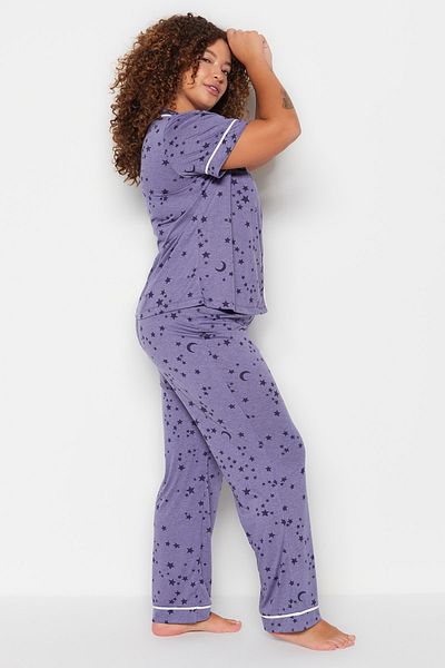 Trendyol Curve Große Größen in Pyjama-Set - Dunkelblau - Unifarben