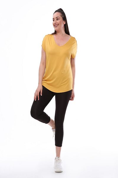 xlargebutik Plus Size Women's Clothing Yellow Design Blouse Flexible