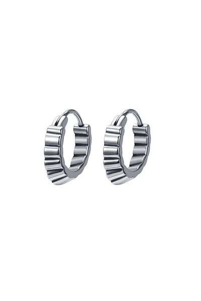 Viking Striped Modern Design Ring Snap Men's 316l Steel Earrings