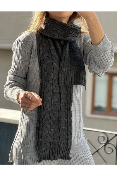 Whoknows Anthracite Gray Knitted Scarf