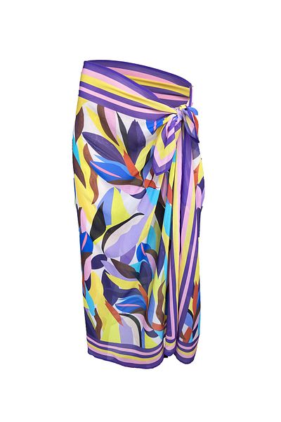 Bolder Emily Purple Tropical Silk Chiffon Pareo