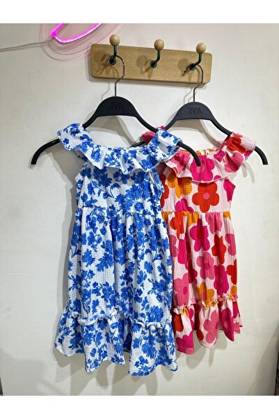 Pink Hippo Kids Καλοκαιρινό φόρεμα από τούλι για κορίτσια με φλοράλ στάμπα και λεπτομέρεια βολάν