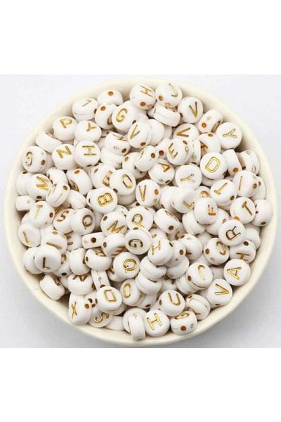 yiğit aksesuar 1000 Pieces Flat Letter Beads Gold