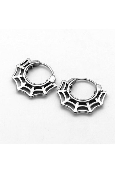 Viking Spider Web Gothic Model Octagon Design Biker Witchcraft 316l Steel Men's Earrings