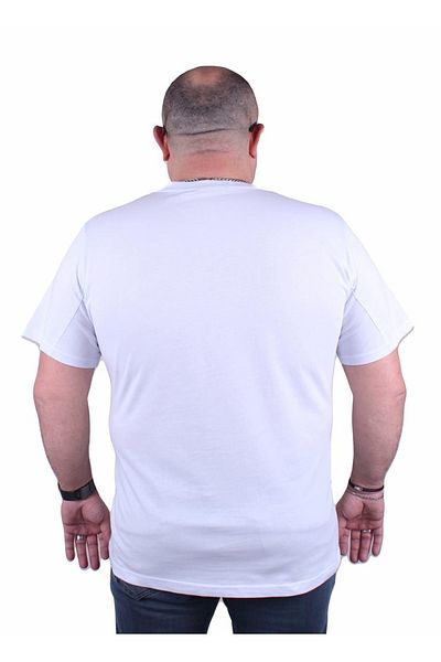 MocGrande تي شيرت رجالي مطبوع مقاس كبير أسود 23127 أبيض