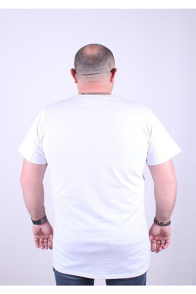 MocGrande Ανδρικό μπλουζάκι με λαιμόκοψη σε μεγάλο μέγεθος Young 23124 Λευκό
