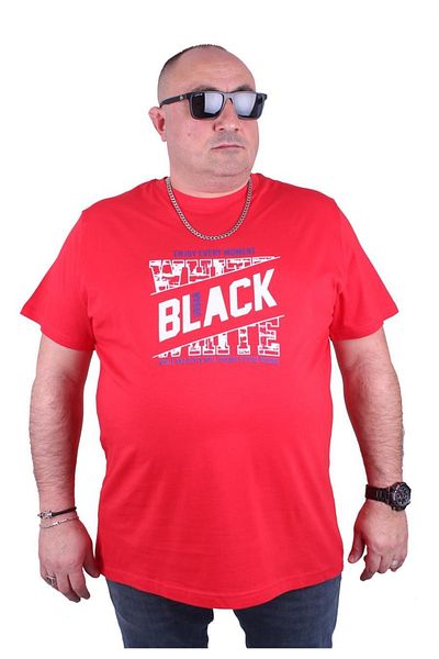 MocGrande Tricou cu imprimeu pentru bărbați de mărime mare Negru 23127 Roșu Claret