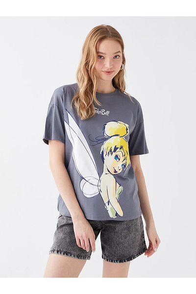 LC Waikiki Aymira Clothing Crew Neck Tinker Bell Printed Short Sleeve Women's T-Shirt