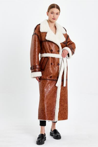 nero leather fur Körli Tüy Kuzu Kürkü Kadın Manto (regular Fıt)mdl6