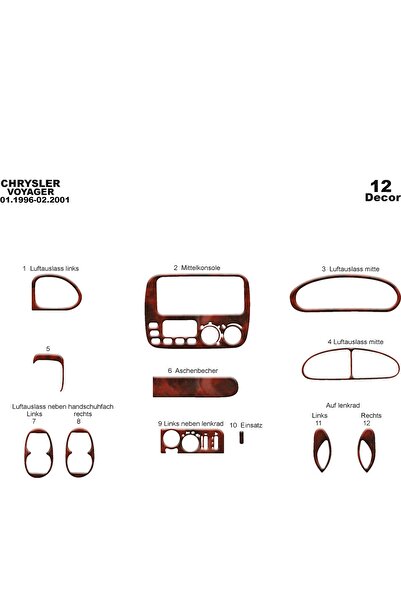 meriç cockpit design ميريتش ®   كرايسلر فوييجر تراك أمامي مطلي بالماهوجني 12 قطعة 1996-2001