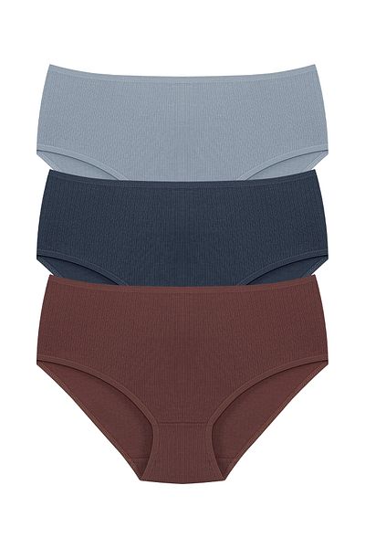 HNX 3-Piece Cotton Ribbed Plus Size Women's Panties