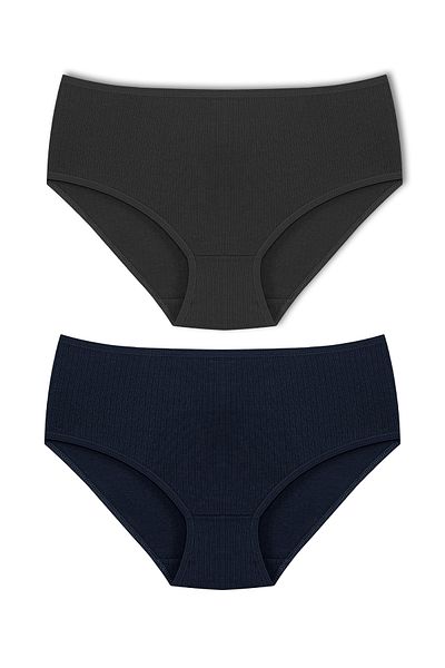 HNX Γυναικεία εσώρουχα 2 συσκευασιών Cotton Corded Plus Size