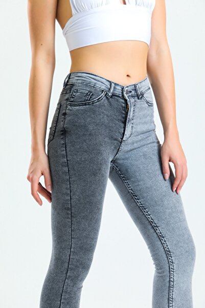 SHEVEGA Μαύρο γκρι Lycra Γυναικείο Skinny Jean Jeans