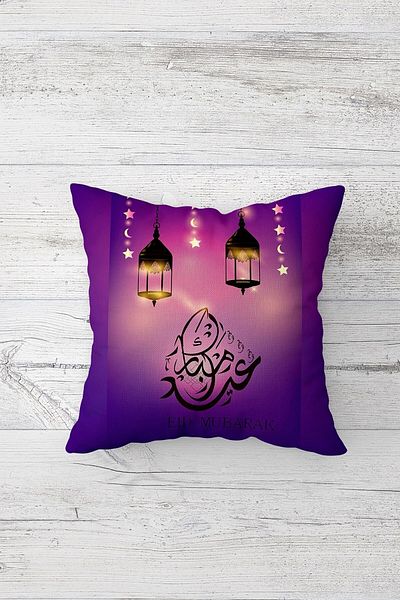 on the clouds Lantern Ramadan Eid Mubarak Tema Semiluna cu fermoar ascuns Husa de perna pentru scaun Set de huse de perna (4 buc)