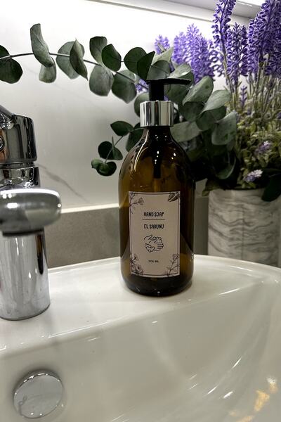 betonmall Μπουκάλι Υγρού Σαπουνιού από Κεχριμπαρένιο Γυαλί 500 Ml