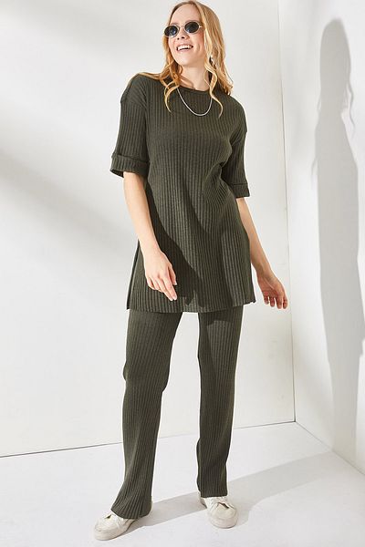 Olalook Női khaki rövid ujjú alsó lycra készlet TKM-19000191