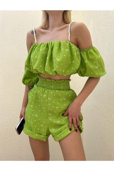 Quzu Beli Gipeli Yeşil Şort