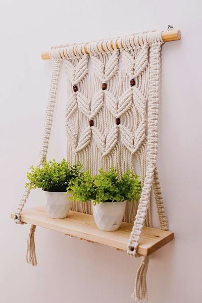 bh bohem handmade Bohem Handmade Makrome Duvar Rafı B111