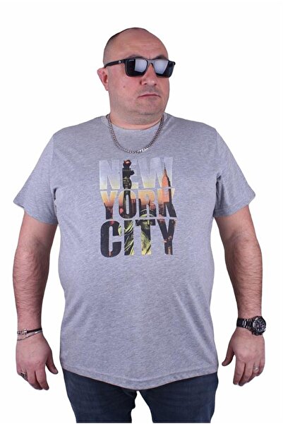 Starbattal Tricou cu gât roșu de mărime mare New York City 23125 Gri Melange