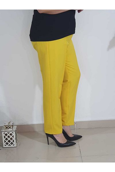 Melis Designer Large Size Classic Pencil Pants Yellow