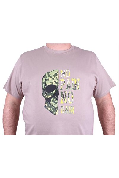 Starbattal Plus Size Men's Crew Neck T-Shirt No Gain 23126 Earth