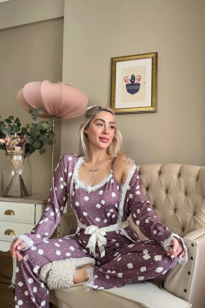 Pijamaevi Set de pijama Pegasus cu model liliac și rochie