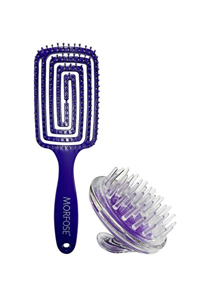 Morfose Pro Üç Boyutlu Normal Saç Fırçası + Saç Derisine Masaj Yapan Şampuan Tarağı