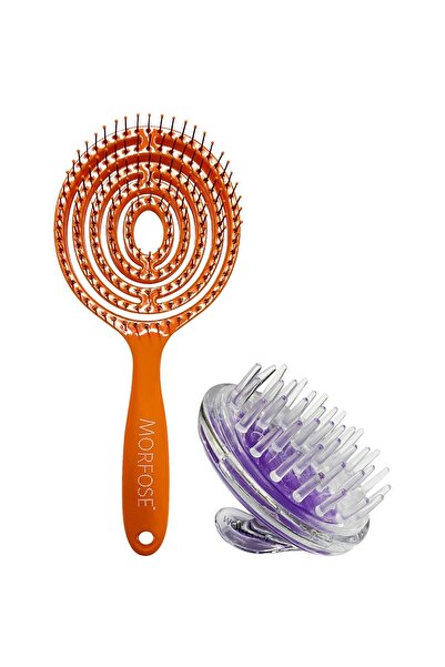 Morfose Oval Saç Fırçası+ Saç Derisine Masaj Yapan Şampuan Tarağı