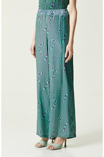 Network Yeşil Desenli Bol Paça Pantolon