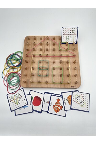 zoziva Montessori Eğitici Ahşap Oyuncak – Geoboard / Lastik Geçirme Çocuk Oyuncağı